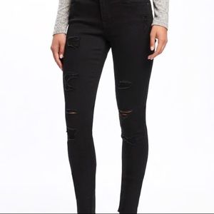 Old Navy Rockstar Mid Rise black distressed jeans